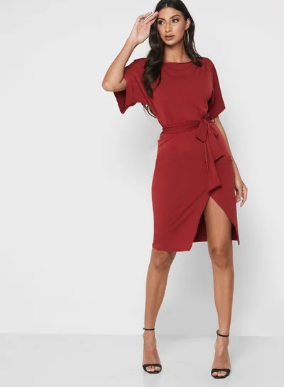 John Zack Self Tie Wrap Dress