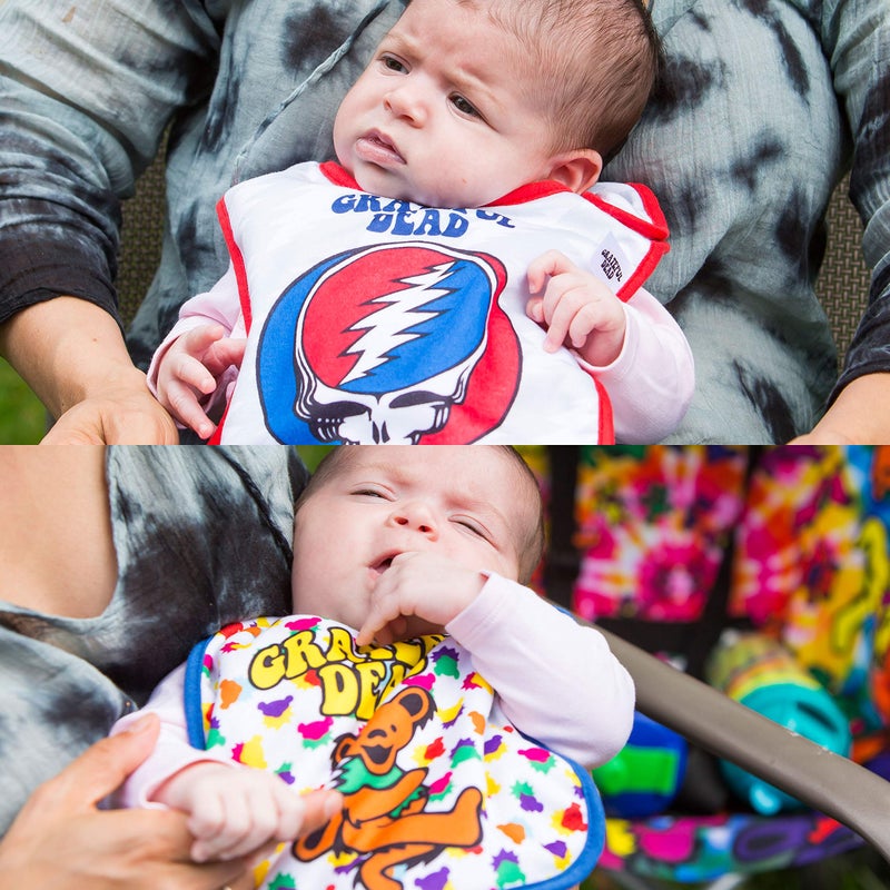 daphyls Grateful Dead Baby Bibs 2-Pack Extra Soft, Officially Licensed, Easy Side Closure, Large Size Fits Infant Toddler and Baby - Image 3