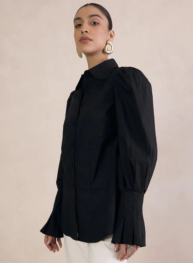 Femmella Femmella Solid Poplin Shirt with Balloon Sleeves