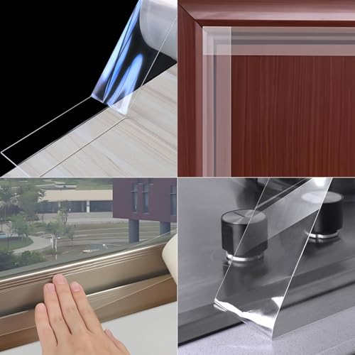 HSTECH Transparent Window Weather Sealing Tape, 2-Inch x 33ft, Clear Window Draft Isolation Sealing Film Tape for Door Draft Stopper Adhesive Tape, Doors Windows and Shower Glass Gaps (2IN x 33FT) - Image 4