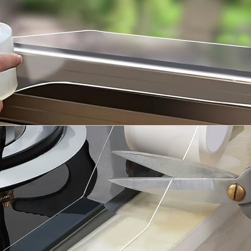 HSTECH Transparent Window Weather Sealing Tape, 2-Inch x 33ft, Clear Window Draft Isolation Sealing Film Tape for Door Draft Stopper Adhesive Tape, Doors Windows and Shower Glass Gaps (2IN x 33FT) - Image 3