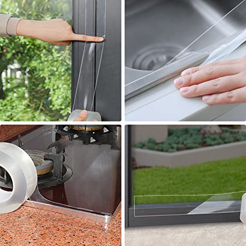HSTECH Transparent Window Weather Sealing Tape, 2-Inch x 33ft, Clear Window Draft Isolation Sealing Film Tape for Door Draft Stopper Adhesive Tape, Doors Windows and Shower Glass Gaps (2IN x 33FT) - Image 5