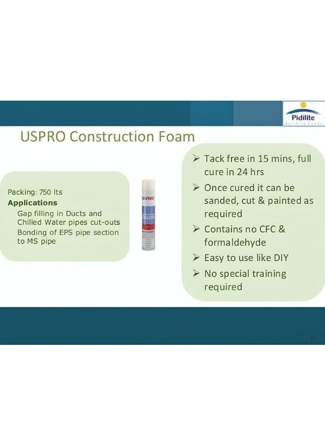 Pidilite Uspro Construction Pu Moisture Cure Polyurethane Foam (Ocf)- 750Ml