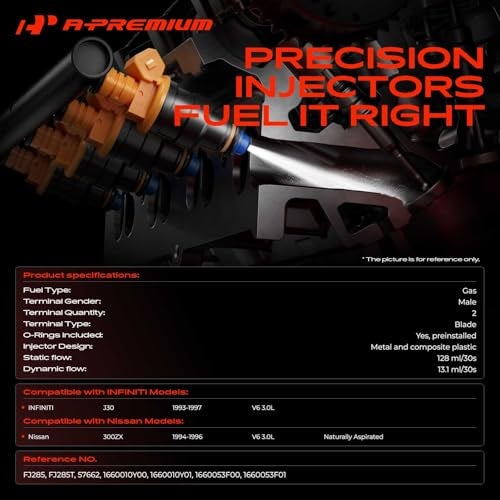 A-Premium APremium 4 Holes Set of 6 Fuel Injectors Compatible with Infiniti J30 19931997 30L Nissan 300ZX 19941996 30L Naturally Aspirated Replace 1660053F00 1660053F01 - Image 3