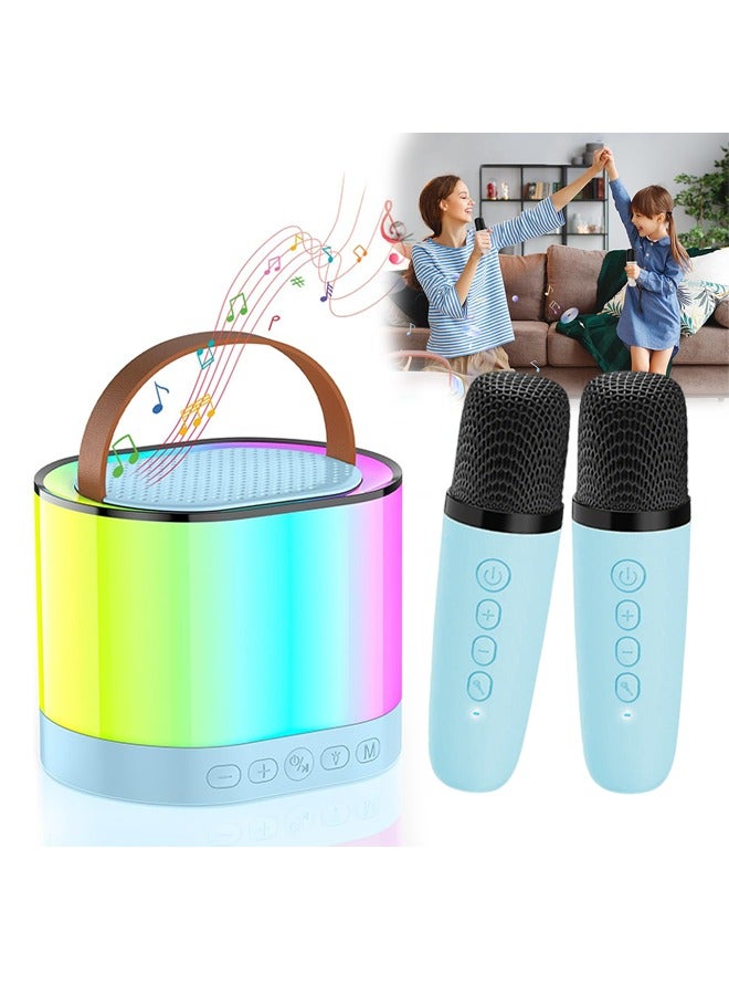 Mini Karaoke Machine - Bluetooth Portable Karaoke with 2 Wireless Microphones, Karaoke Machine for Kids Adults with Bass Dazzling Lights, Gift Choice for Birthday Holiday Home Party Choice - Image 1