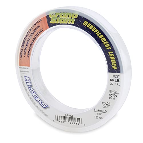 Hi-Seas Grand Slam Monofilament Leader, 60 lb / 27.2 kg Test, 031 in / 0.80 mm Dia, Clear, 50 yd / 46 m - Image 1
