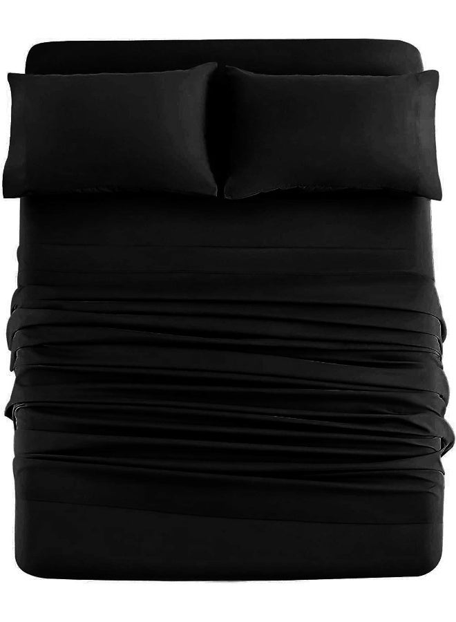 DAN RIVER DAN RIVER Queen Jersey Sheet Set| Luxury Heather 100% Cotton Bed Sheets| T-Shirt Sheets| All Season Bedding| Soft Comfortable Deep Pocket Jersey Cotton Bed Sheets (4Pc, Queen, Black)  - Image 1