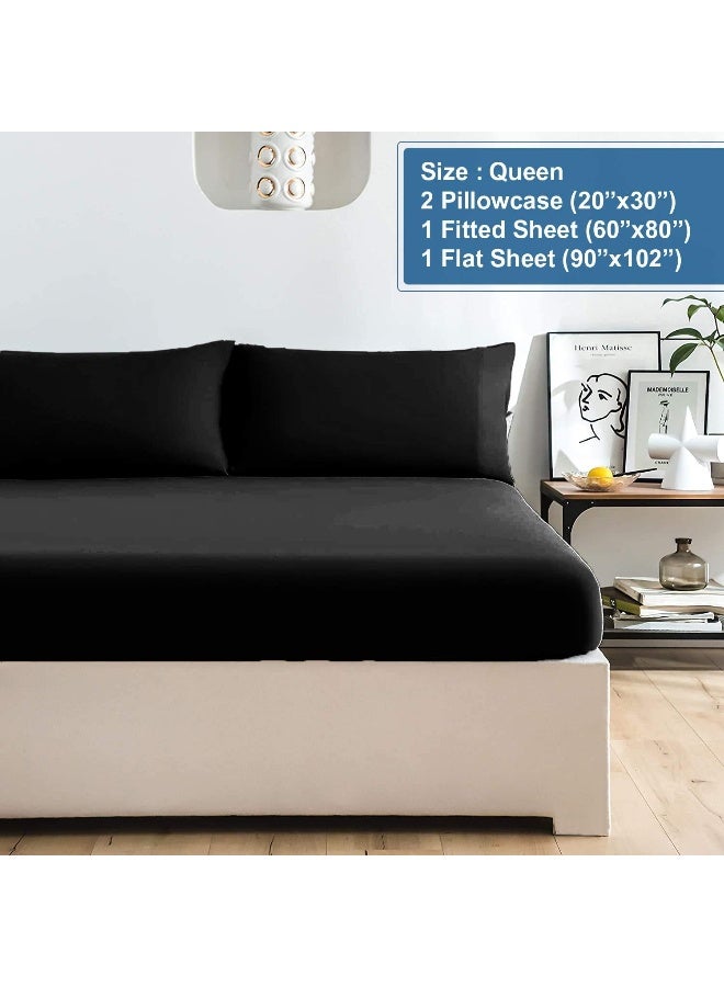 DAN RIVER DAN RIVER Queen Jersey Sheet Set| Luxury Heather 100% Cotton Bed Sheets| T-Shirt Sheets| All Season Bedding| Soft Comfortable Deep Pocket Jersey Cotton Bed Sheets (4Pc, Queen, Black)  - Image 3
