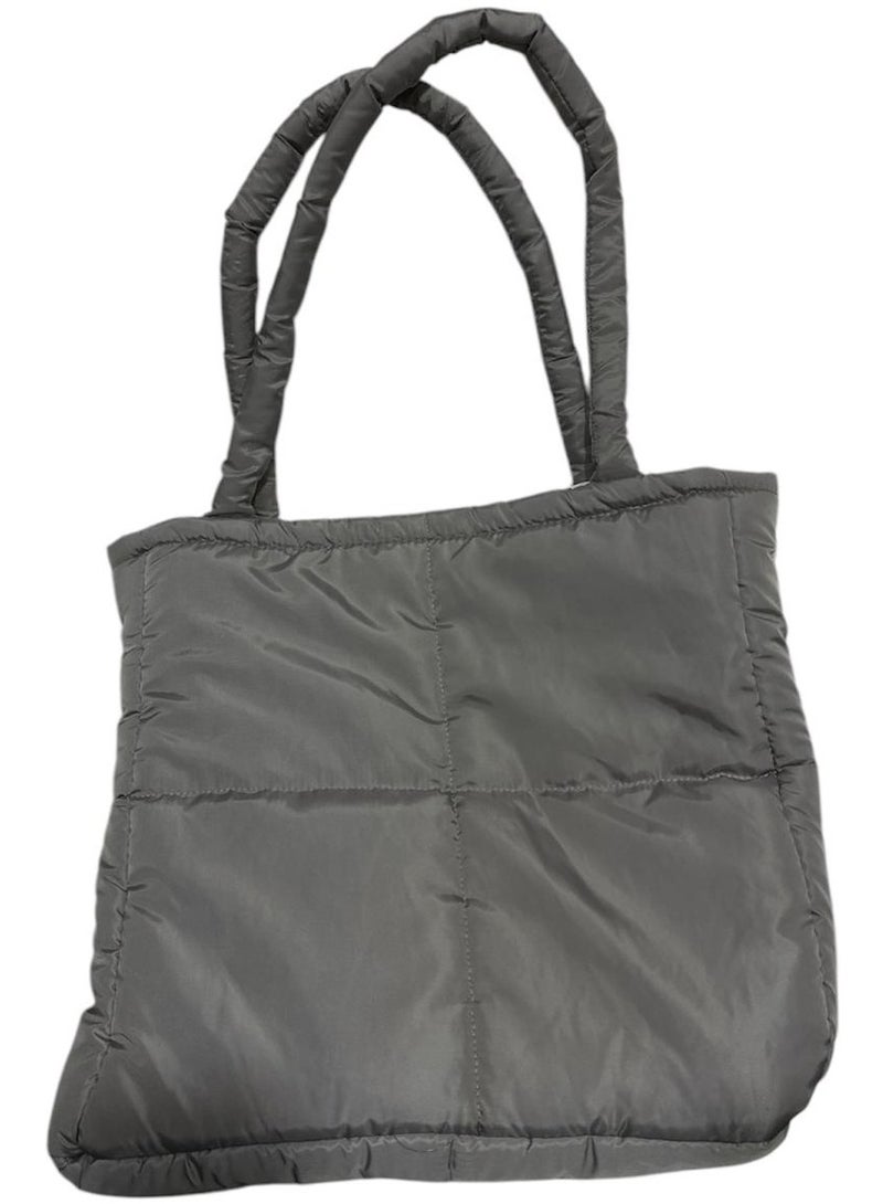 " An ideal large-sized women's shoulder bag lined with soft, water-resistant, high-quality fabric-Light grey