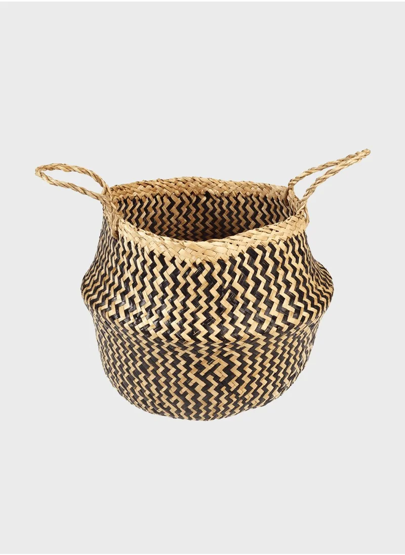 Rex London Medium Seagrass Basket - Black Zigzag