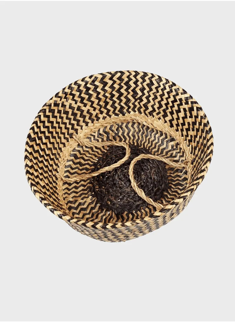 Rex London Medium Seagrass Basket - Black Zigzag