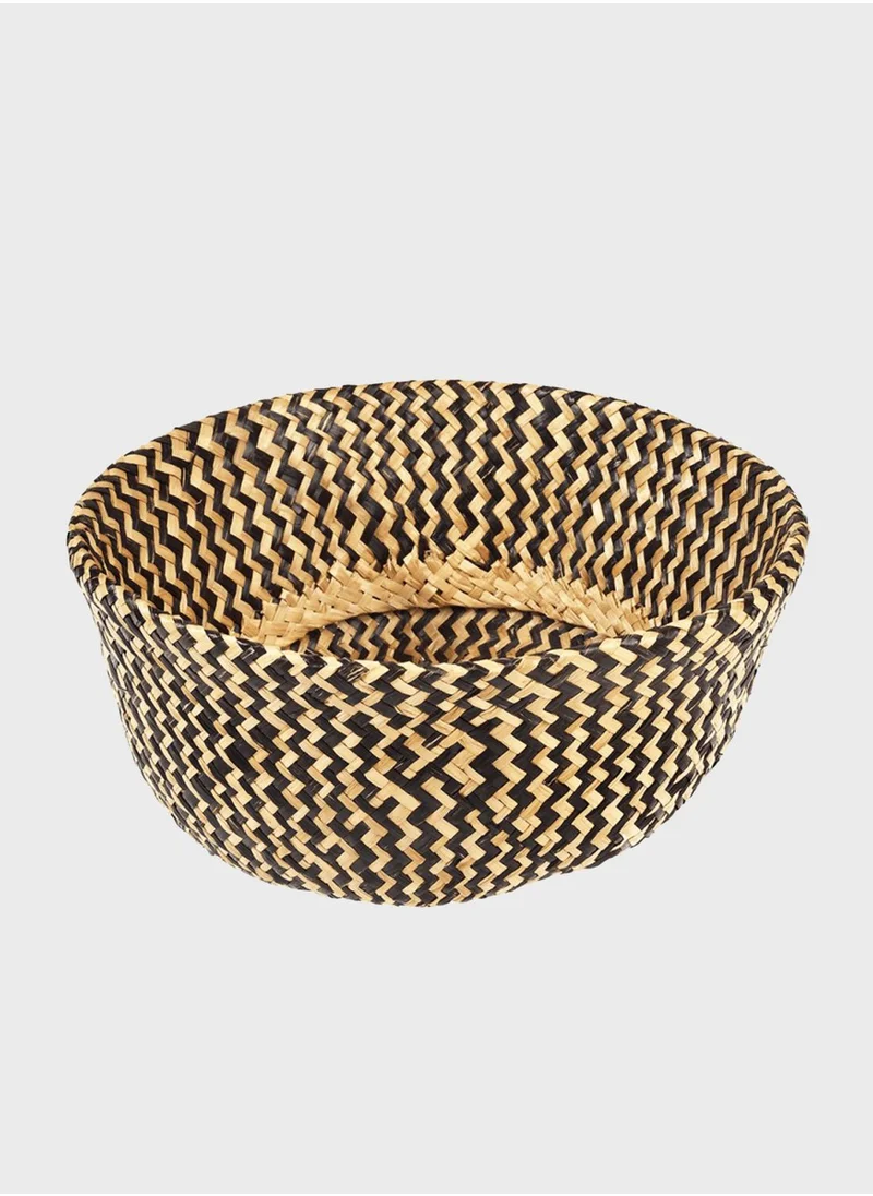 Rex London Medium Seagrass Basket - Black Zigzag