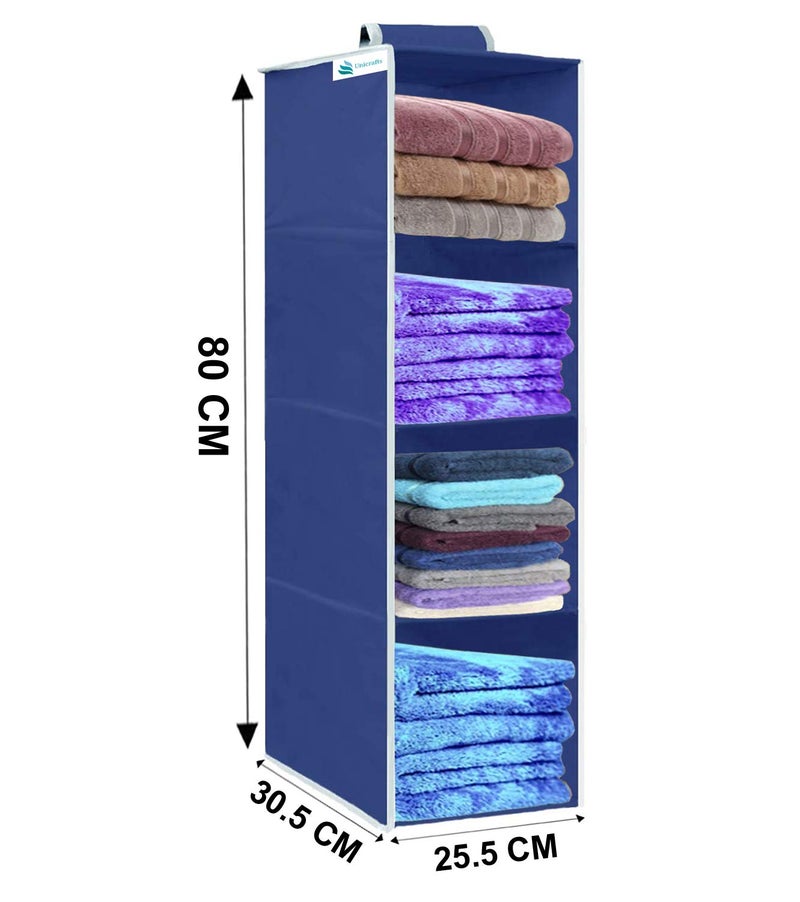 UNICRAFTS Hanging Organizer 4 Shelves NonWoven Foldable 4 Tier Pack of 2 1Blue 1Black - Image 3