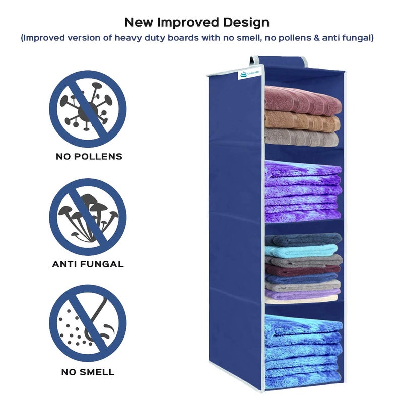UNICRAFTS Hanging Organizer 4 Shelves NonWoven Foldable 4 Tier Pack of 2 1Blue 1Black - Image 5