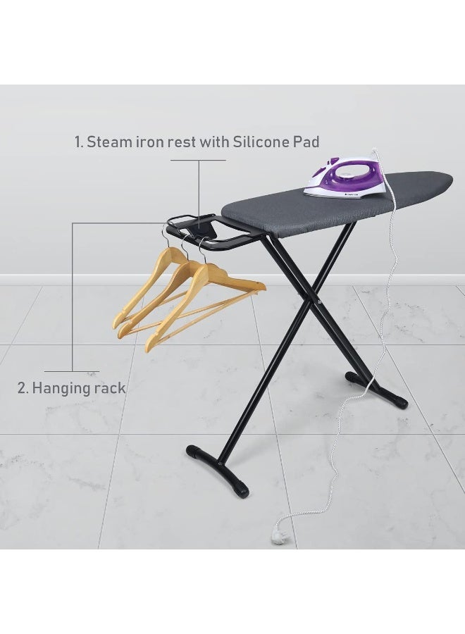 12"x36" Ironing Board with Heat Resistant Cover and Thicken Felt Pad, Adjustable Height ironing board (Black) - Image 5