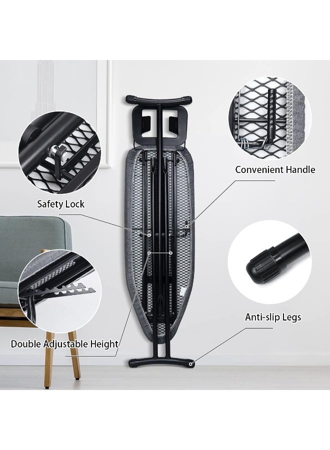 12"x36" Ironing Board with Heat Resistant Cover and Thicken Felt Pad, Adjustable Height ironing board (Black) - Image 4