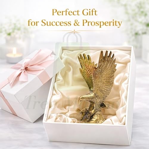 TREE MAISON CORONATING HOMES Vastu Brass Flying Eagle Statue Sculpture Decorative Garuda Statue for Home Decor | Handcrafted Showpiece | Vastu Gift Item | 5 X 8 X 15 CM | 550 Gram Approx | Pack of 1 - Image 5