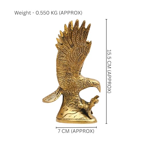 TREE MAISON CORONATING HOMES Vastu Brass Flying Eagle Statue Sculpture Decorative Garuda Statue for Home Decor | Handcrafted Showpiece | Vastu Gift Item | 5 X 8 X 15 CM | 550 Gram Approx | Pack of 1 - Image 2