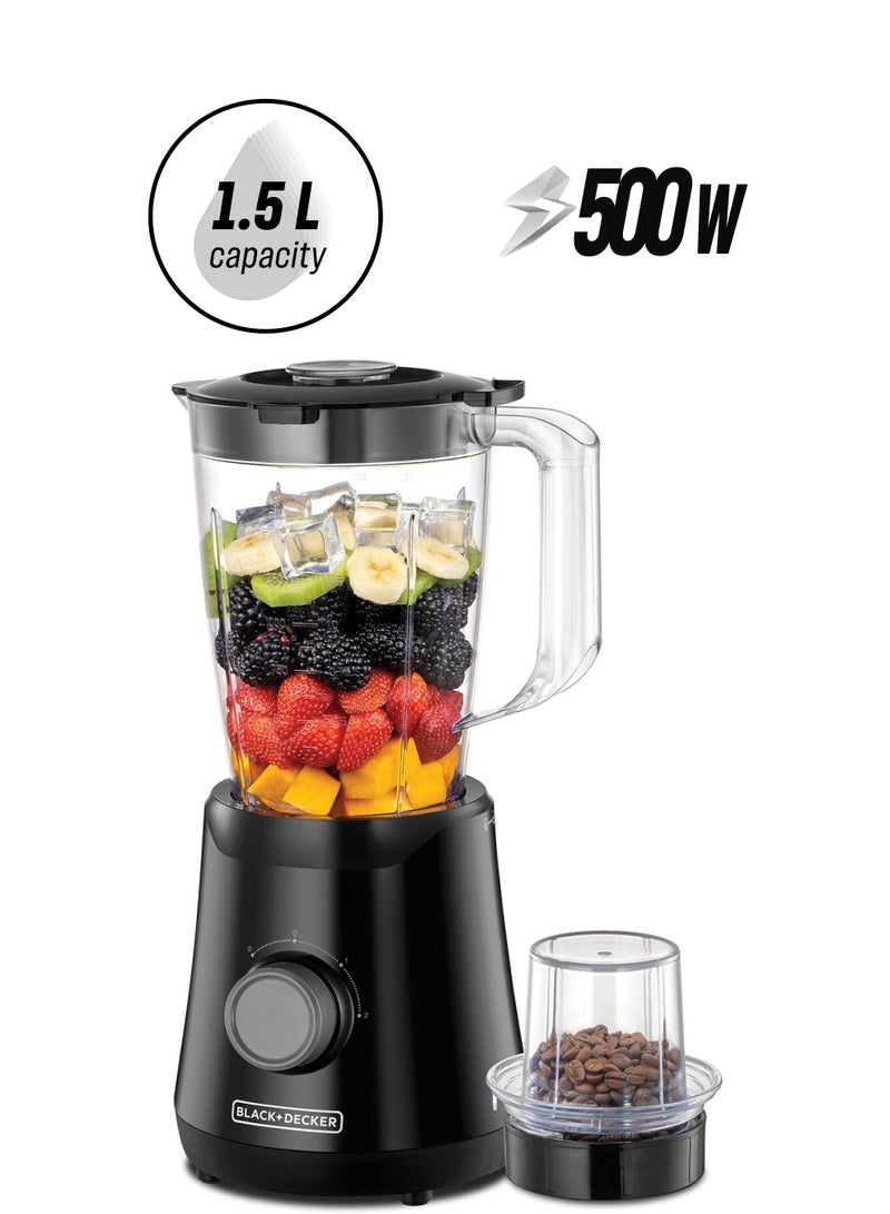 BLACK+DECKER 1.5L Blender with Grinding Mill 1500 ml 500 W BX530-B5 Black - Image 1