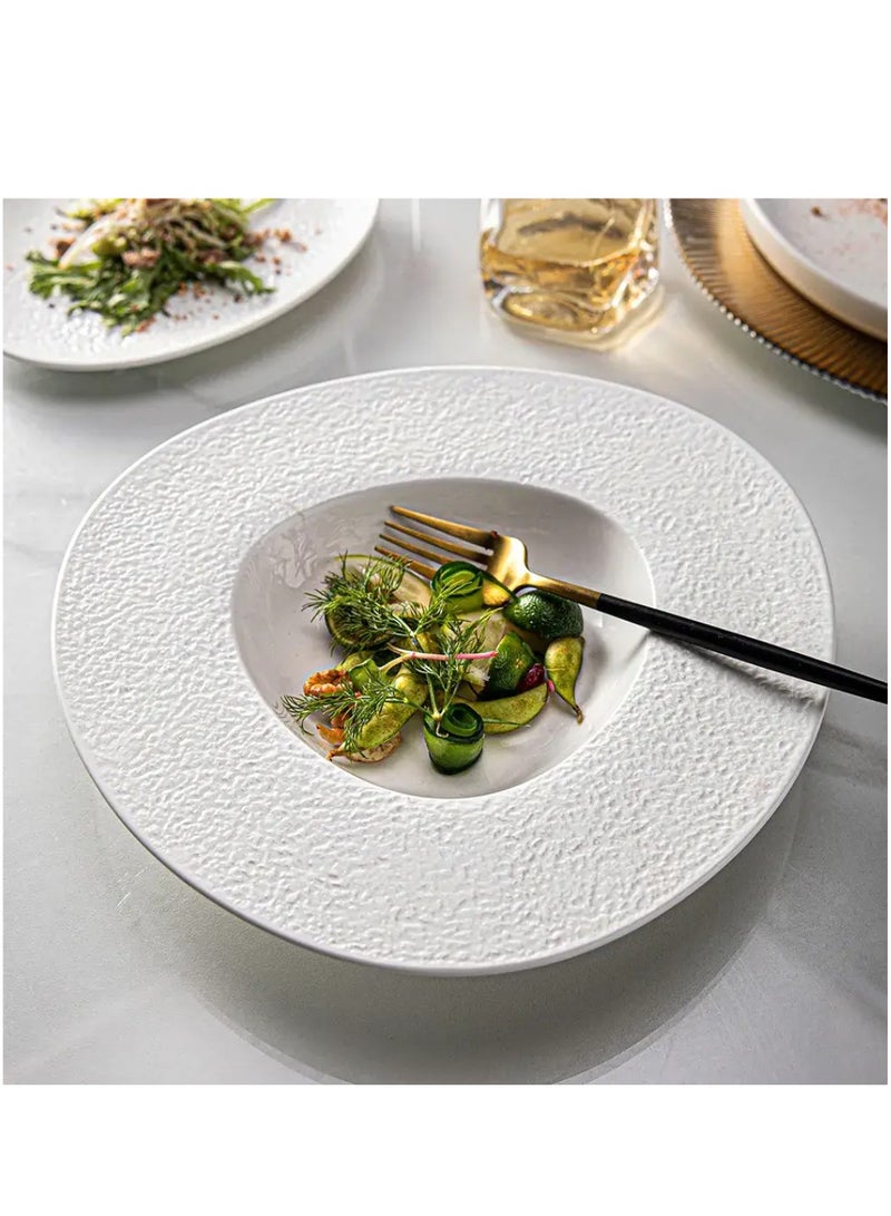 MAAC HOME أطباق مكرونة بيضاء فريدة من نوعها من MAAC منزلية أنيقة ومتينة وتصميم كلاسيكي مثالي للاستخدام اليومي للعائلة، والتجمعات العائلية، والمطاعم، والولائم والمزيد (طقم من 6، 9 بوصة) - Image 1