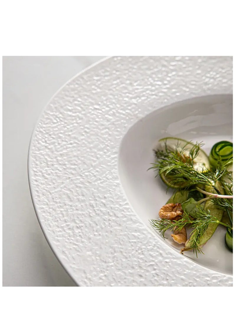 MAAC HOME أطباق مكرونة بيضاء فريدة من نوعها من MAAC منزلية أنيقة ومتينة وتصميم كلاسيكي مثالي للاستخدام اليومي للعائلة، والتجمعات العائلية، والمطاعم، والولائم والمزيد (طقم من 6، 9 بوصة) - Image 2