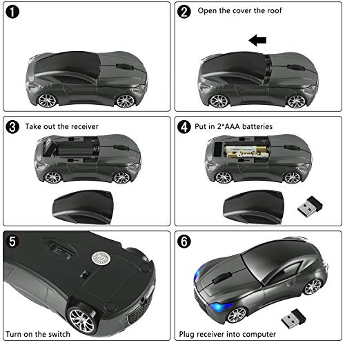 elec Space Cool Sport Car Shape 2.4GHz Wireless Mouse Optical Cordless Mice with USB Receiver for PC Laptop Computer 1600DPI 3 Buttons - Image 3