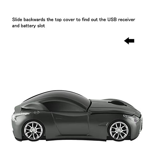 elec Space Cool Sport Car Shape 2.4GHz Wireless Mouse Optical Cordless Mice with USB Receiver for PC Laptop Computer 1600DPI 3 Buttons - Image 4