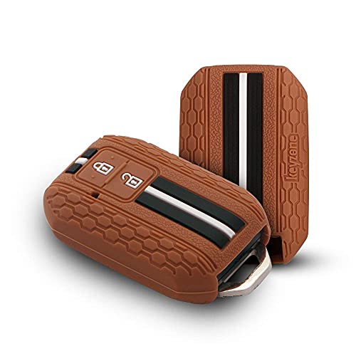 Keyzone Striped Silicone Key Compatible for Suzuki Victoris, e Vitara, Fronx, jimny, Grand Vitara, Ertiga, Brezza, XL6,Swift,Dzire,Ignis 2button Smart Key(Brown) - Image 1