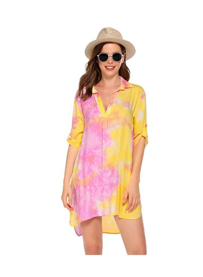 Loquat Women's Swimsuit Beach Cover Up Shirt Bikini Beachwear Bathing Suit Beach Dress Light Yellow  - Image 2