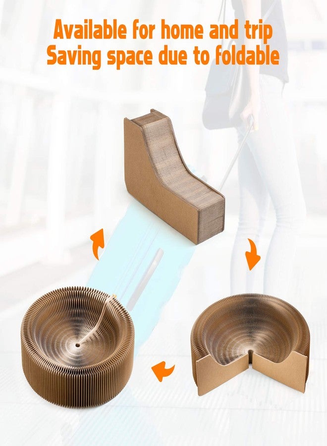 Koimsec Collapsible Cat Scratcher Lounge Bed, Cardboard Cat Bed, Corrugated Pet Scratcher Pad, Round Shape Cat Scratching Bed Nest for Indoor Big Large Kitty Kitten Cats - Image 2
