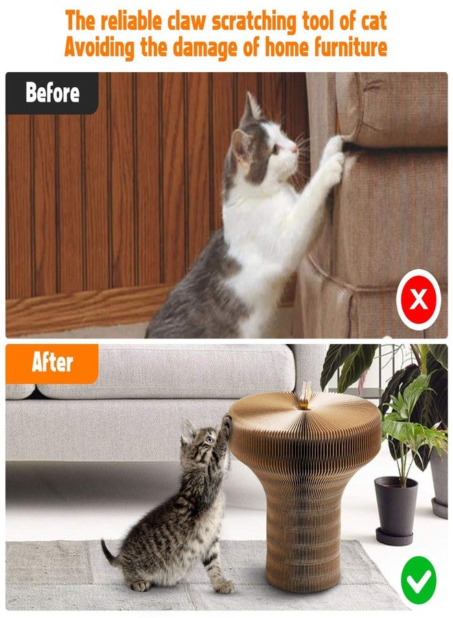 Koimsec Collapsible Cat Scratcher Lounge Bed, Cardboard Cat Bed, Corrugated Pet Scratcher Pad, Round Shape Cat Scratching Bed Nest for Indoor Big Large Kitty Kitten Cats - Image 3