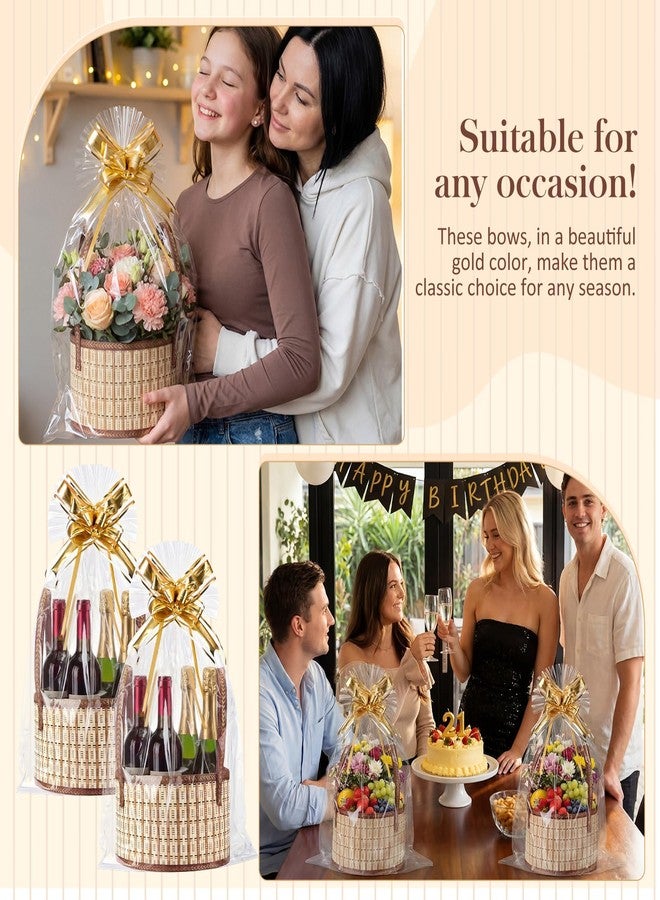 Novabright 2 Set Baskets for Gifts Empty, Bamboo Gift Raffle Baskets with Handle, Foldable Woven Gift Basket with Cellophane Wrap Bags, Bows for Graduation, Raffle, Housewarming, Baby BaptismsV - Image 5