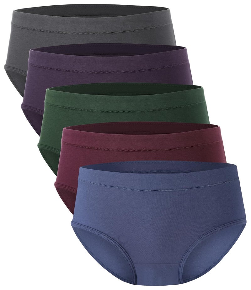 BAMBOO COOL Womens Underwear, Moisture-Wicking Briefs, Soft and Breathable Panties, Mid Waist, 5-Pack - Image 1