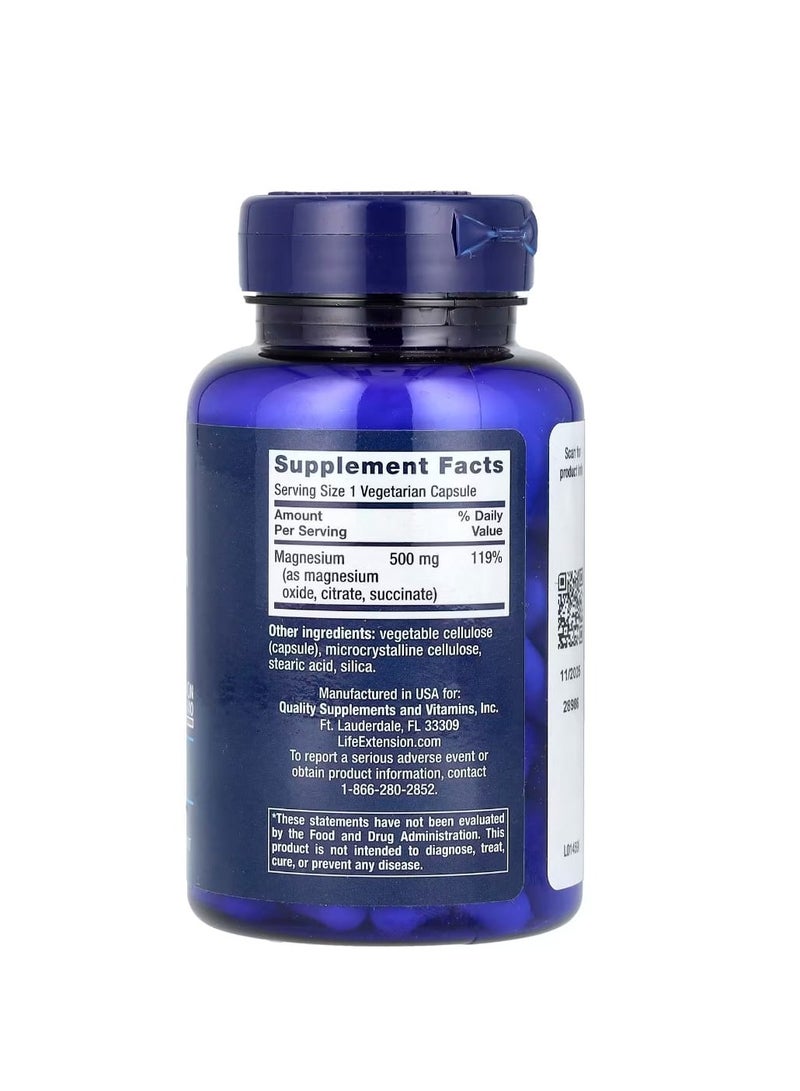 Life Extension Magnesium Capsules 500 mg 100 Vegetarian Capsules - Image 2