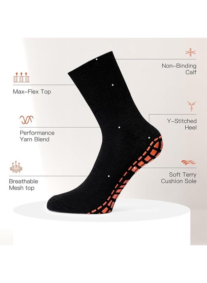 3 Pairs Men Non Slip Sticky Grips Socks Tile Wood Floors Anti-Skid Workout Yoga Pilates Hospital Slipper Socks - Image 3