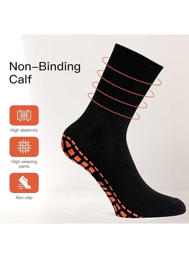 3 Pairs Men Non Slip Sticky Grips Socks Tile Wood Floors Anti-Skid Workout Yoga Pilates Hospital Slipper Socks - Image 4
