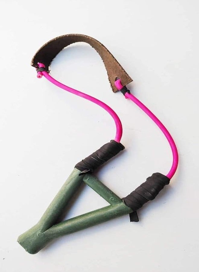 FTE Gulail / Strong Sling Shot With Tube Rubber For Full Stretch And Perfect Aim. Fiber Handle For Strong Grip With Leather Holder (Size 30 X 7 Cm)- Multi Color - Image 4