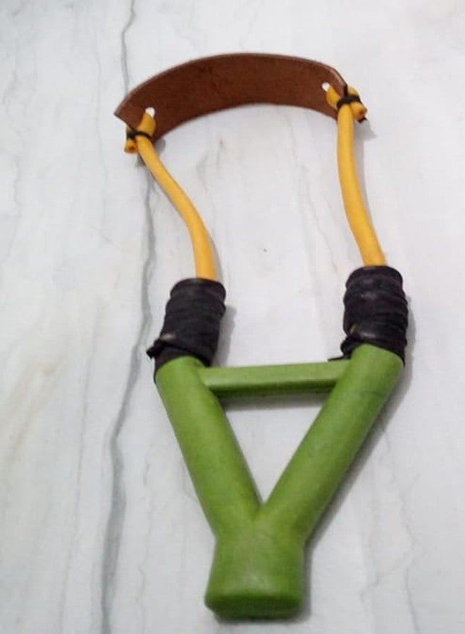 FTE Gulail / Strong Sling Shot With Tube Rubber For Full Stretch And Perfect Aim. Fiber Handle For Strong Grip With Leather Holder (Size 30 X 7 Cm)- Multi Color - Image 1