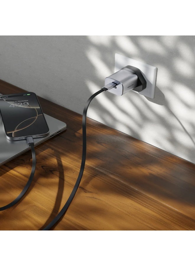 GREEN LION Premium Series PD 20W UK Plug Wall Charger with USB-C Port / PC Flame Retardant Material / Fast Charging / Travel Friendly - Grey - Image 2