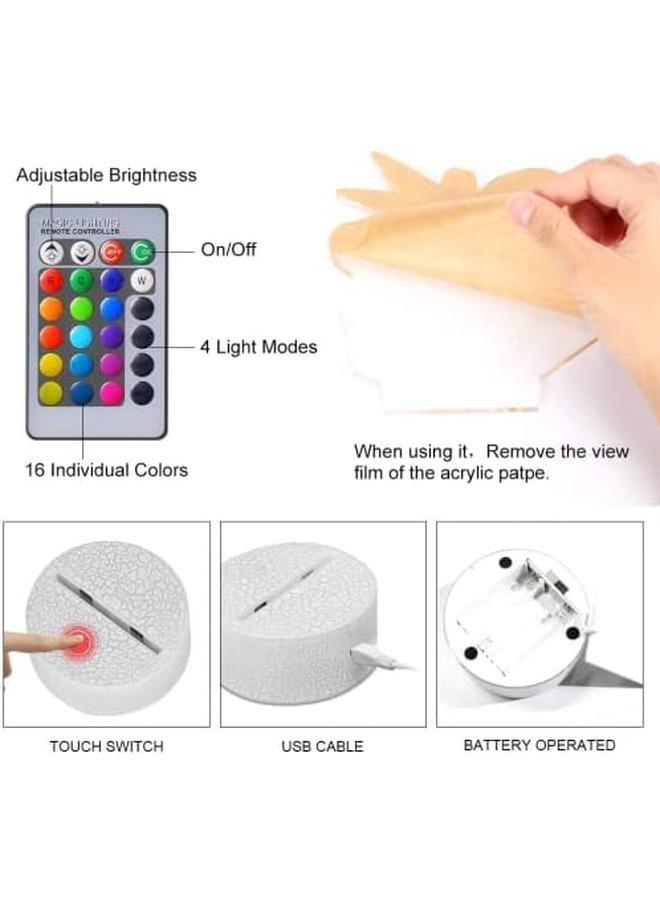 Bluejw Batttlebus Game Room Night Lights Lamp 3D Vision Effect LED Night Light Desk Table Light Remote Control 16 Colors Birthday Holiday Gift Ideas Decorations for Boys Teen - Image 3