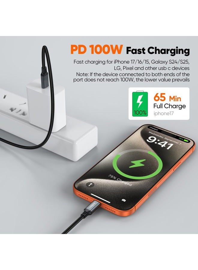 JasRoum 15 ft USB C Cable Fast Charging 100W, Extra Long USBC to Type-C Charger Cord 15 foot 480Mbps Data Transfer with E-Marker Chip Braided for iPhone 17/16/15 Android Phone MacBook Pro/Air Laptop Tablet - Image 2