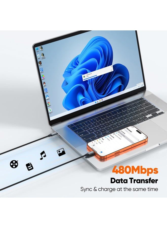 JasRoum 15 ft USB C Cable Fast Charging 100W, Extra Long USBC to Type-C Charger Cord 15 foot 480Mbps Data Transfer with E-Marker Chip Braided for iPhone 17/16/15 Android Phone MacBook Pro/Air Laptop Tablet - Image 3