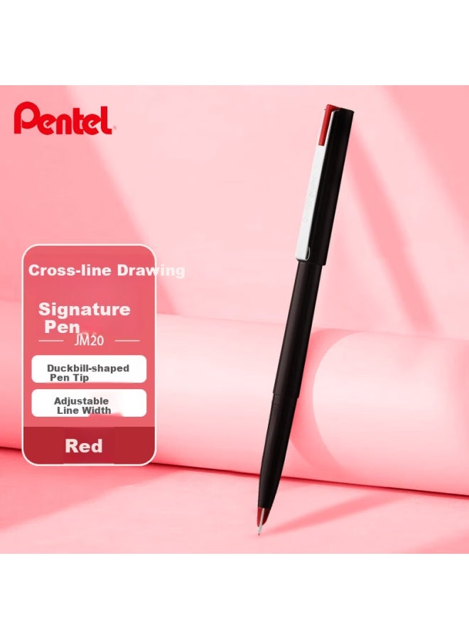 Pentel Jm20-Be Chisel Tip Pen, Drawing Pen, Sketch Pen, Line Pen, Business Signature Pen, Red - Image 1