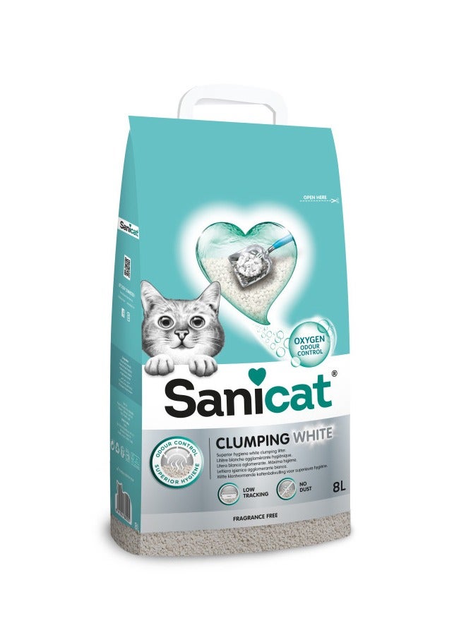 Sanicat Clumping White Fragrance Free - 8 L