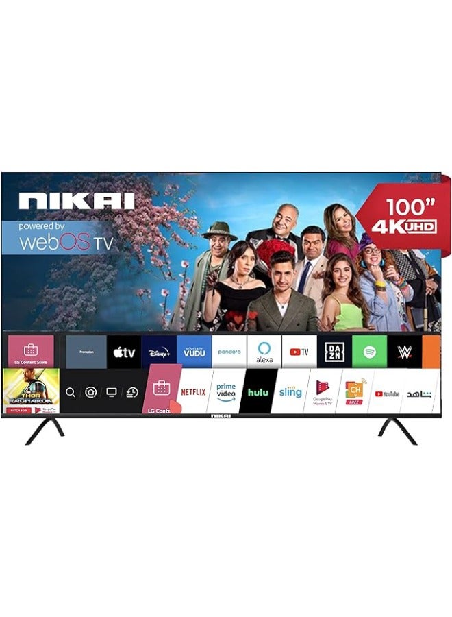 Nikai 100 Inch UHD LED WebOS Smart Tv Platinum Series, Magic Remote, Cinema Screen Design 4K Ultra HDR, Dolby Audio, Smart Voice Control, Apps YouTube, Netflix, Shahid – NIK100MEU4STN1 NIK100MEU4STN1 Black - Image 1