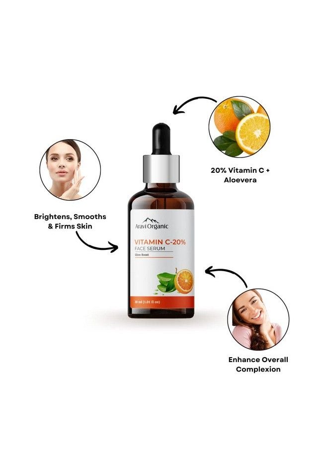 Aravi Organic 20% Vitamin C Serum & Vitamin E Oil For Face Whitening Pigmentation Radiant Skin Body Nail Dry Skin (30 Ml Each)  - Image 3