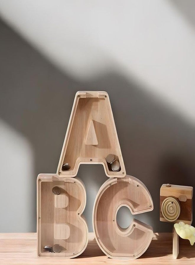 Keebori Rustic Wooden Letter A to Z Money Bank, Handcrafted Wall-Mounted Coin and Currency Storage Box, Oak Finish by KEEBORI (A) - Image 5