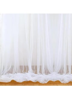 Quince Store Quince Store 2pcs White Backdrop Decoration Net Large Size Stitched with Ribbon Nylon Made Reusable Soft Wrinkled Free 85x5ft Each Tent Party Decoration Items for Birthday Anniversary 