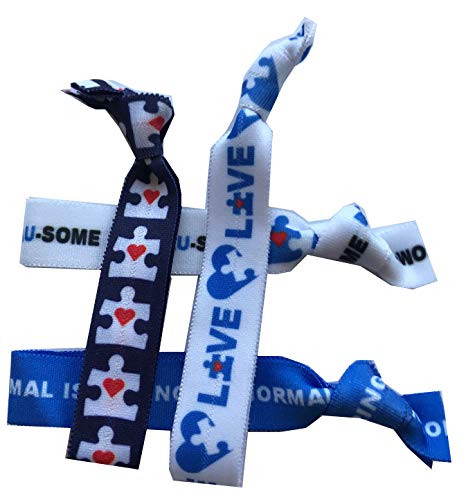 Sportigift 8 Piece Autism Awareness Hair Elastic Set - Autism Puzzle Piece Gifts - Autism Gifts - Autism Awareness Gifts - MADE in the USA - Image 2