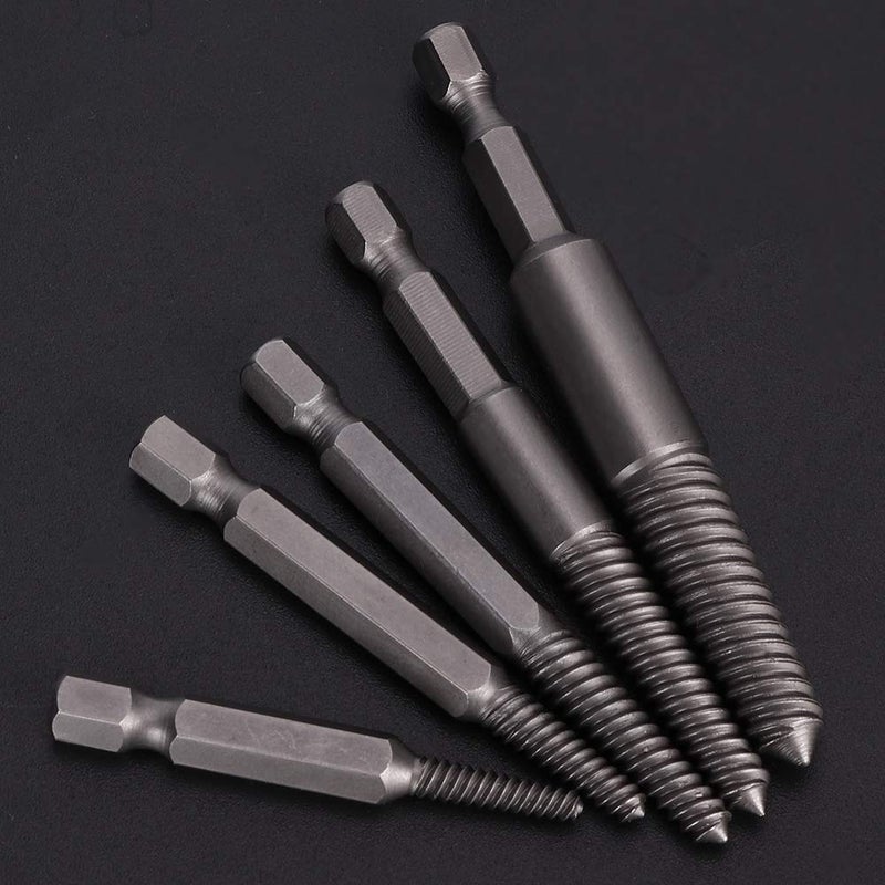5 Pcs Screw Extractor Kit Fine Teeth For Damaged Screw Removal 1 4 Hex Shank - Image 3